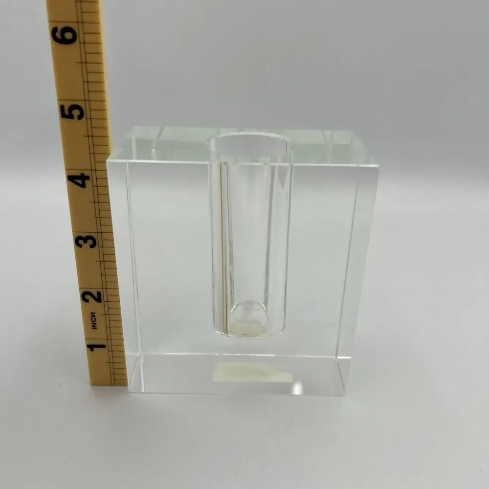 Debi Lilly Crystal Vase Demi Block Design Bud Vase Clear Solid Heavy MCM MODERN